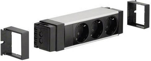 Hager Elektro-Sockelleisten-Zubehör Steckdosencontainer aus Aluminium in Schwarz und Silber, Breite: 21,75 cm - Bild 1