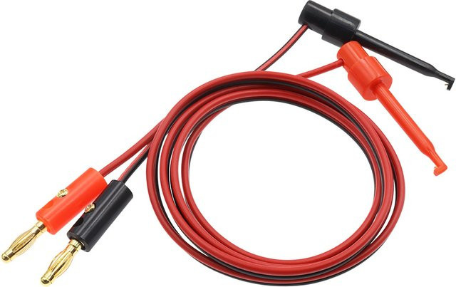 Vergoldetes Bananenstecker zu Elektro-Hakenklemme Testkabel Set, 1 Paar, 1m Länge, rot-schwarz, für Multimeter-Testleitungen und Drahtverbinder - Bild 1
