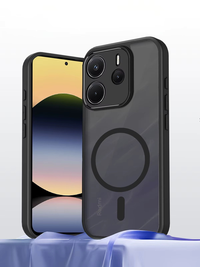 Magnetische Hartschale für Xiaomi Redmi Note 13 14 Pro Plus 5G, matte Handyhülle mit MagSafe Wireless Charge Unterstützung, Farbe: Schwarz - Bild 7