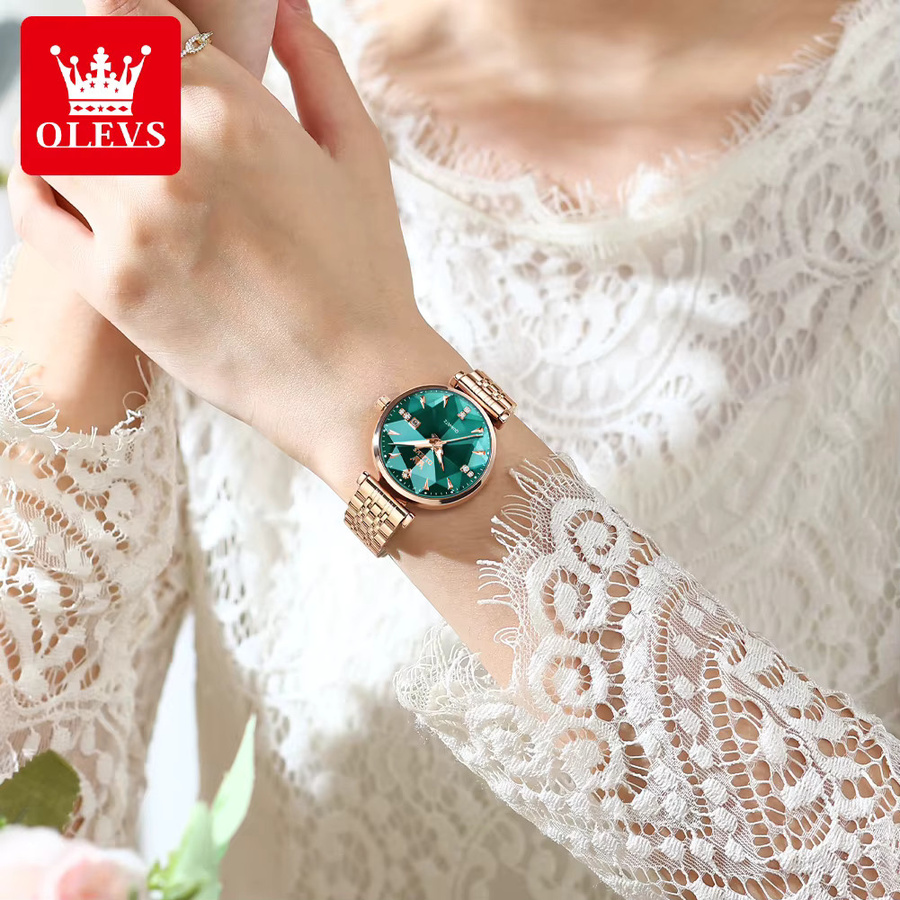 OLEVS Armband Set, Armbanduhr Quarz, Roségold, Diamant, Damen - Bild 2