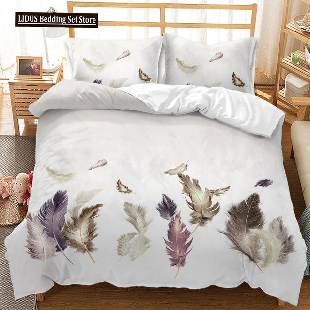 Bettwäscheset mit 3D-Vogelprint von Your Warm Home, Polyester-Bettbezug und Kissenbezug für Kinder und Teenager, Farbe: Weiß, B/H: 135 x 200 cm - Bild 1