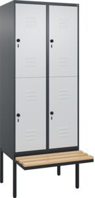 C+P Doppelstock-Spind Classic PLUS Sitzbank mit 2 Abteilen, Buche-Hartholz und Sicherheits-Drehriegel, B/T/H: 212 x 80 x 81,5 cm - Bild 1