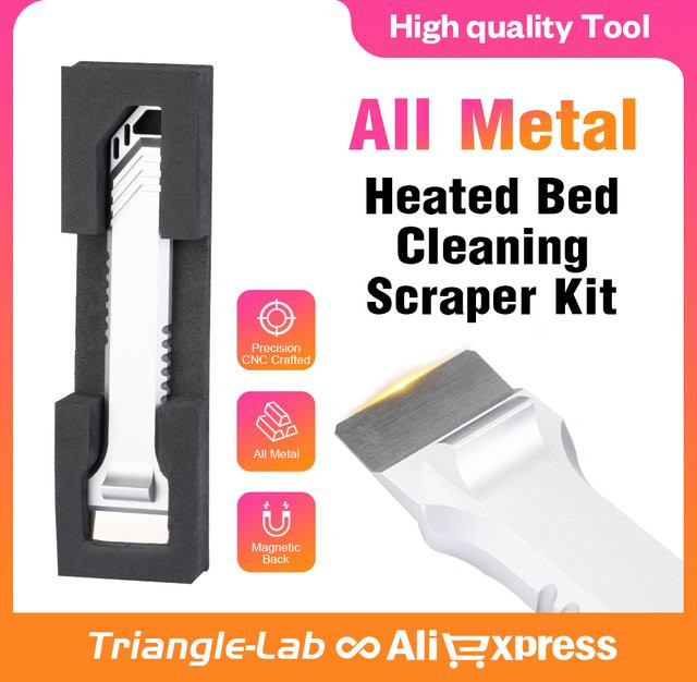Trianglelab Ganzmetall-Heizbett-Reinigungsschaber-Set aus SK5-Stahl für 3D-Drucker kompatibel mit Bambu Lab, Creality und Voron - Bild 1