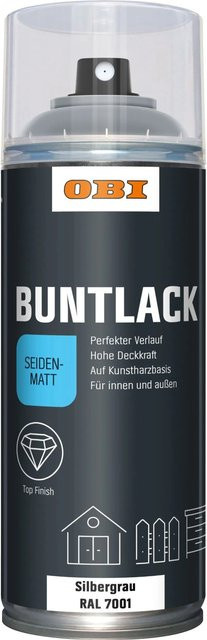 OBI Buntlack Spray Silbergrau RAL 7001 seidenmatt 400 ml - Bild 1