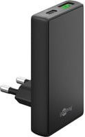 Goobay Dual-Schnelladegerät mit USB-C und USB-A, GaN-Technologie, 90 Grad Winkel, Schwarz - Bild 1