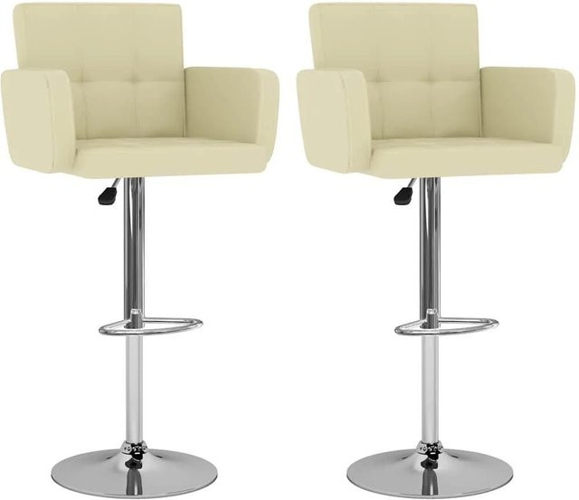 vidaXL Barhocker 2er Set aus Kunstleder in Beige mit Armlehnen - Bild 1