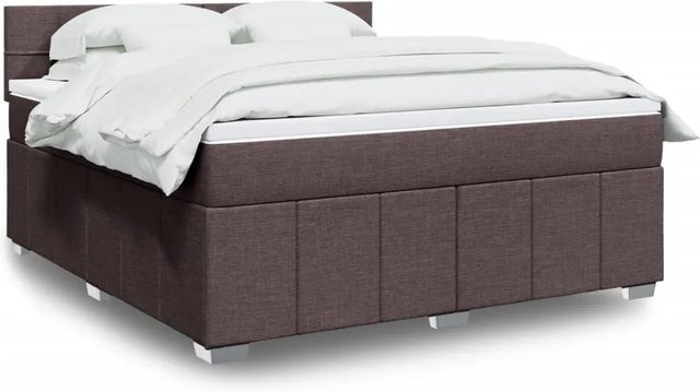 vidaXL Boxspringbett Hybrid mit Matratze Dunkelbraun B/T/H: 180 x 200 x 100,5 cm mit USB-Anschluss und Unterbettbeleuchtung - Bild 1