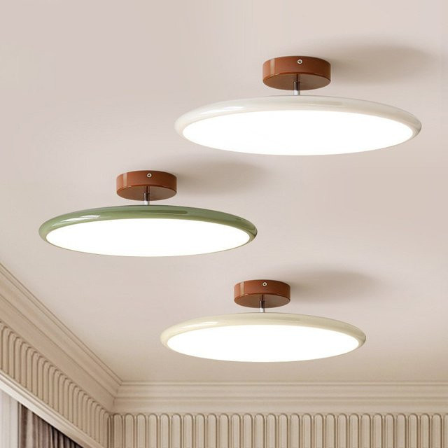 Claeted Nordic LED Deckenleuchte in Weiß und Braun, dimmbare runde Deckenlampe im skandinavischen Design für Schlafzimmer, Wohnzimmer und Home Office - Bild 1