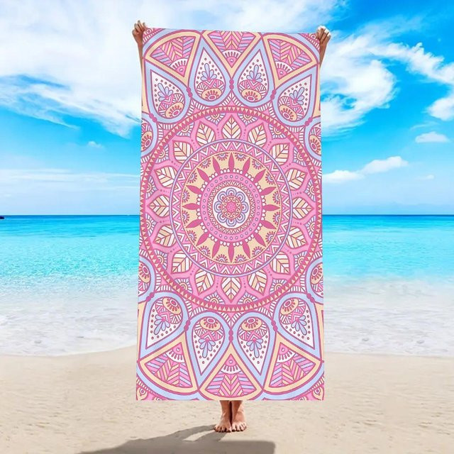 JMG Household Supplies Boho Strandtuch mit geometrischem Floral Print, sandfrei und schnelltrocknend, Multicolour, B: 50 cm, H: 100 cm - Bild 1