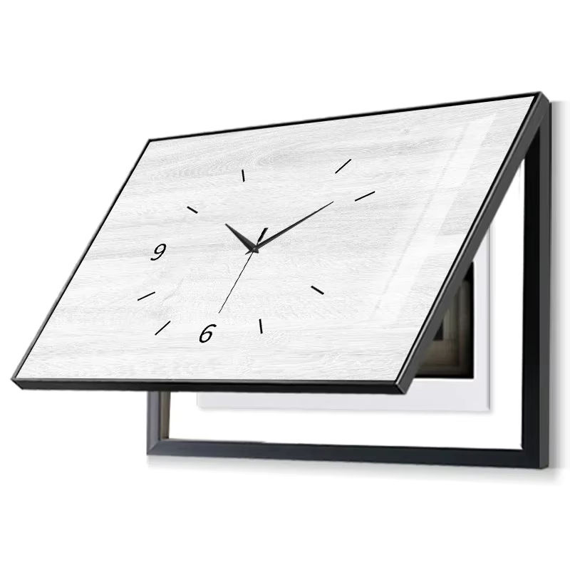 Oeny Wanduhr mit dekorativer Malerei in modernem Design aus Holz und Metall, weiß, rechteckig, geräuschlos - Bild 3