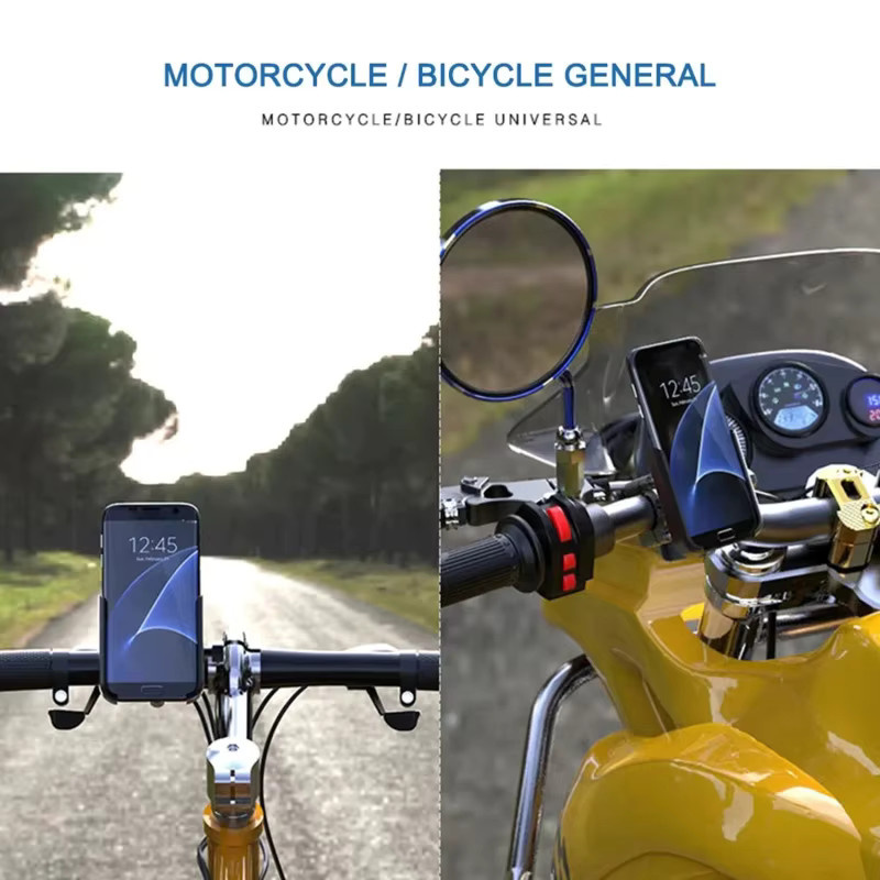 Einstellbare Handyhalterung für Motorrad und Fahrrad in Silber als GPS und Smartphone Halterung für den Lenker - Bild 2