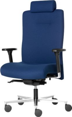 ROVO Bürostuhl SUMO 8030 S7 in Nachtblau/Alusilber mit Kopfstütze, Armlehnen und Synchronmechanik, ergonomisch mit Muldensitz und bis 200 kg belastbar - Bild 1