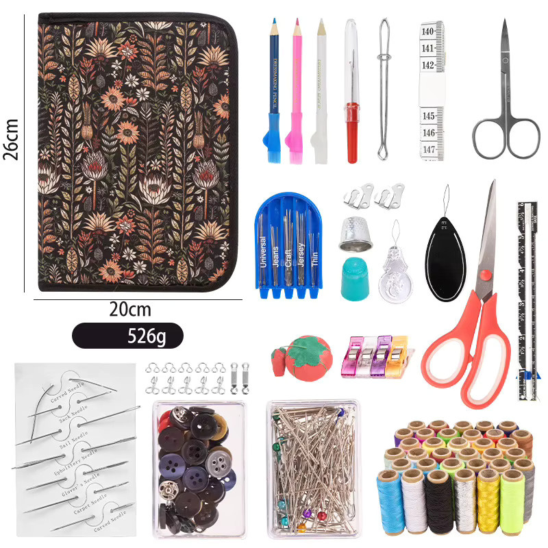 Home Nähen Box Set in Schwarz und Multicolour mit Nadel, Faden und Schere für Kleidung und Schuhe - Bild 2