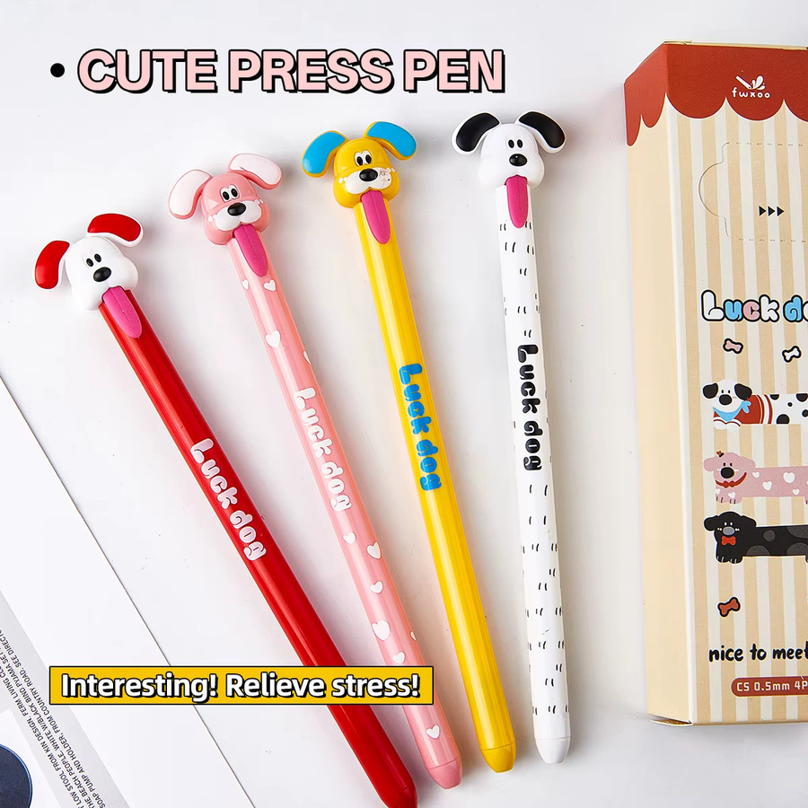 4-teiliges Gelschreiber-Set mit Hundedesign in Multicolour für Notizbücher und Tagebücher - Bild 3