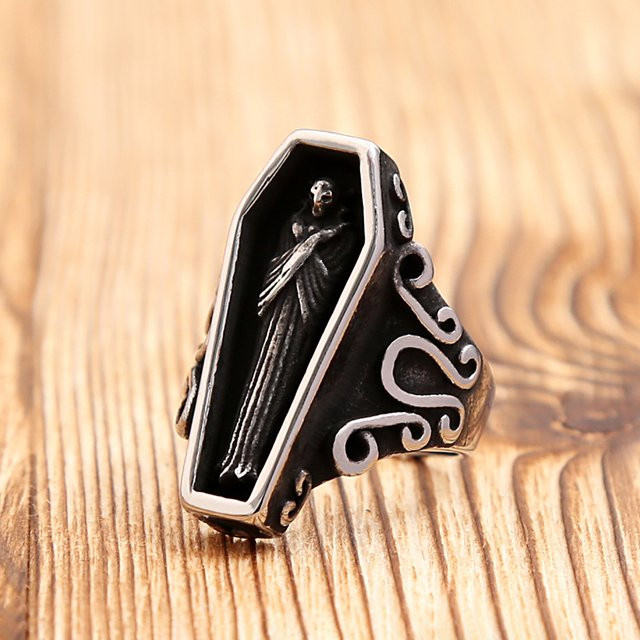 owlucky Ring Edelstahl, Schwarz, Herren - Bild 1