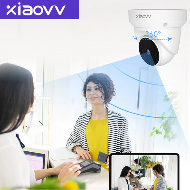 XIAOVV 4MP WiFi Dome Überwachungskamera in Weiß mit PTZ-Rotation, Zwei-Wege-Audio und Bewegungsalarm für Indoor und Outdoor - Bild 1
