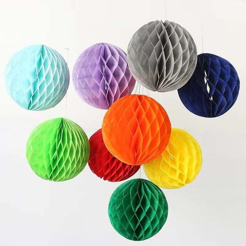 Merylover Bunte Seidenpapier-Wabenkugeln in Grün und Mehrfarben, Durchmesser: 30 cm, Dekoration für Geburtstag, Hochzeit und Babyparty - Bild 4