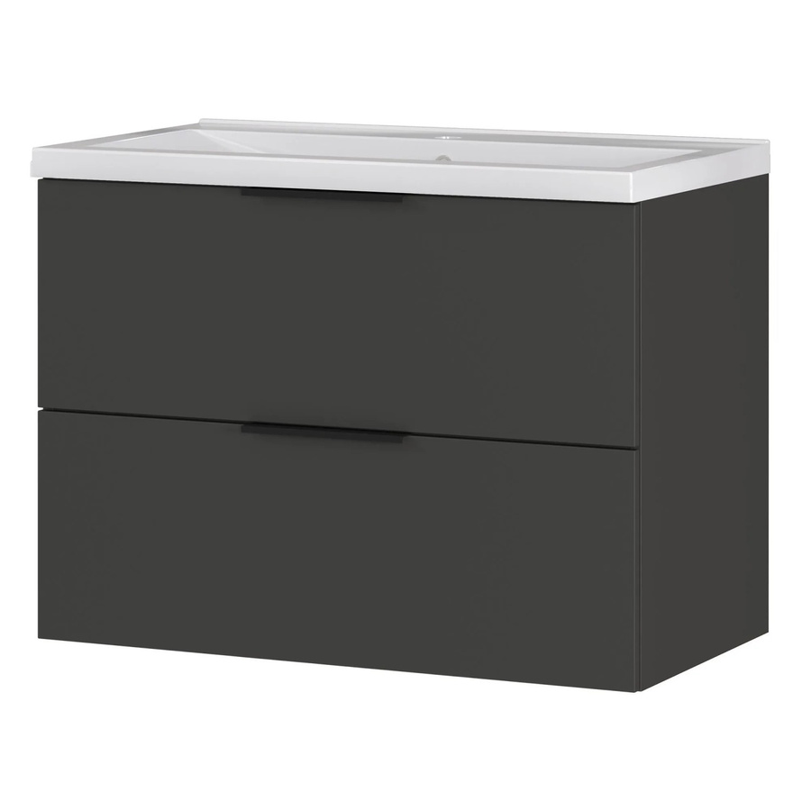 Germania Waschtischunterschrank 0728 mit Becken in Graphit Matt, B/T/H: 81 x 47 x 65 cm - Bild 2