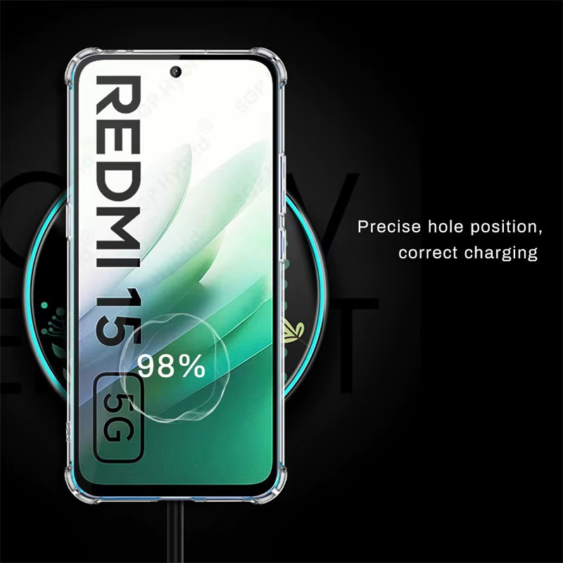 Xiaomi Redmi 15 Hülle aus transparentem Silikon mit stoßfestem Airbag-Schutz für Redmi 15 5G und 4G - Bild 4