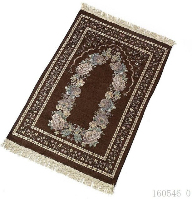 Yiran Furniture Gebetsteppich mit Vintage Muster und Quasten, Braun, B/T: 110 x 70 cm - Bild 1