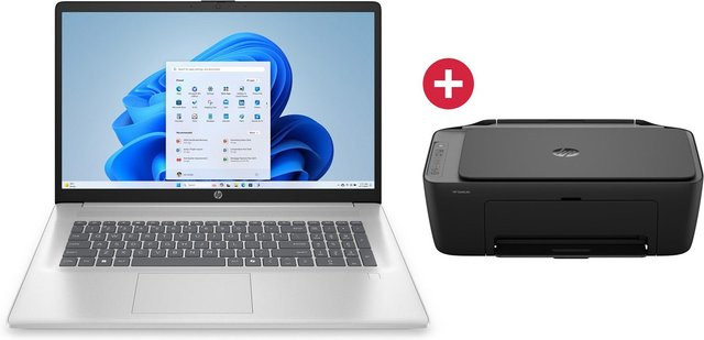 HP 17-cp2561ng Notebook in Silber mit 17,3 Zoll Display, AMD Ryzen 5, 8 GB RAM und 512 GB SSD sowie HP DeskJet 2920 AiO Multifunktionsgerät - Bild 1