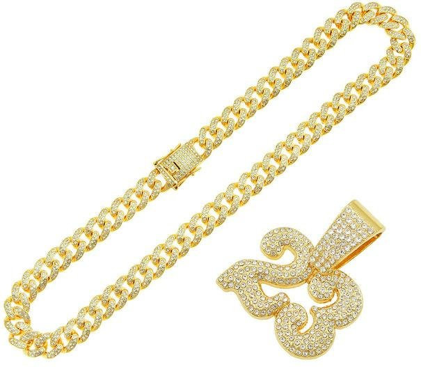 YIRAN Jewelry Halskette, 23 Nummer Anhänger, Kristall, Gold, Zinklegierung, Unisex - Bild 1