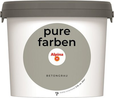 Alpina Wandfarbe Pure Farben Betongrau matt 2,5 l - Bild 1
