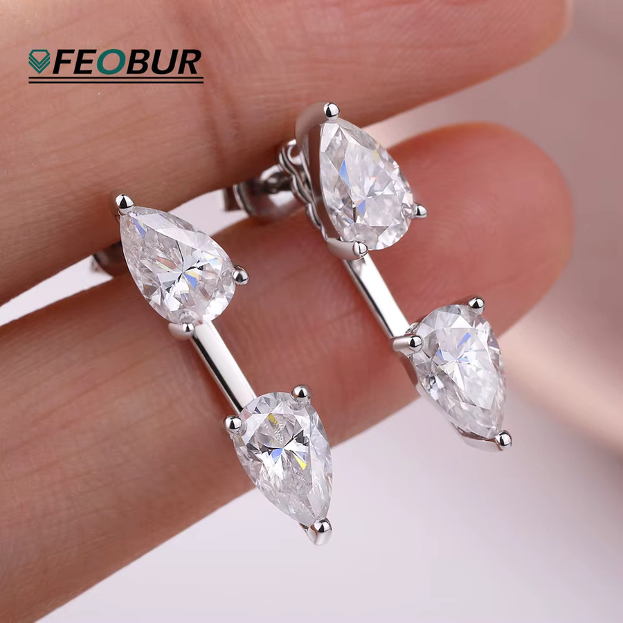 FEOBUR Ohrjacken-Ohrringe, 925 Silber, Moissanit, Diamant, Damen - Bild 2