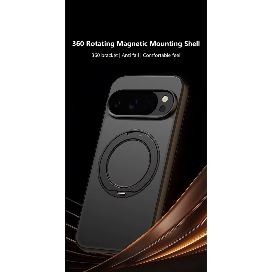Magnetische Handyhülle für Google Pixel 8 9 10 Pro XL 10a 9a 8a mit 360 Grad drehbarem Ständer, matt und durchscheinend, stoßfest, Schwarz und Transparent - Bild 3