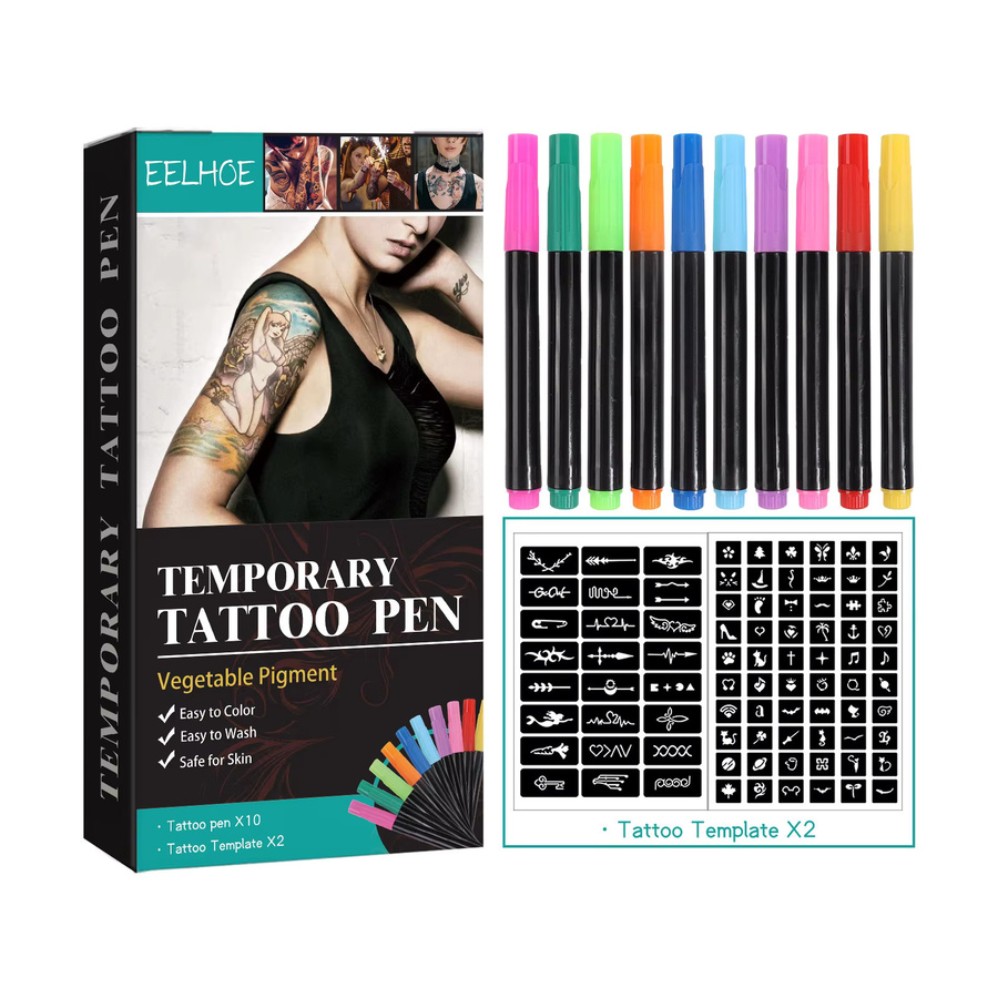 VERONNI Temporäres Haut-Tattoo-Stift-Set, 10 Farben, Unisex - Bild 5