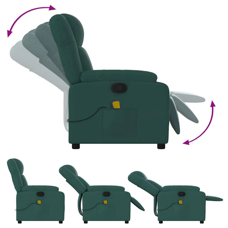 Vidaxl Ausklappbarer Massagesessel in Grün mit Stoffbezug im modernen Design - Bild 6