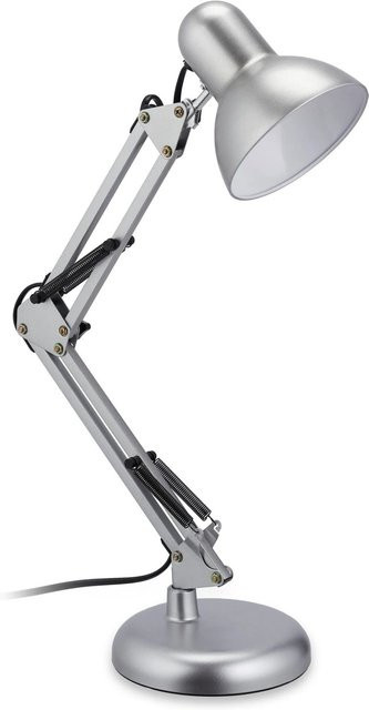 Relaxdays Schreibtischlampe aus Metall in Silber, verstellbare Retro-Tischleuchte für Büro und Arbeitszimmer, H: 54 cm, B: 25 cm, T: 15 cm - Bild 1