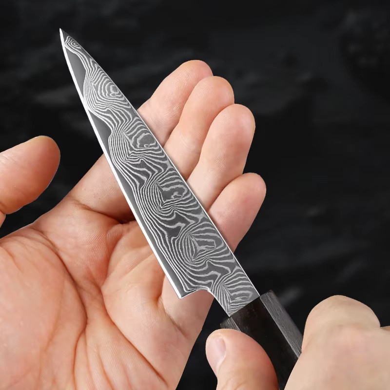 Baovim Japanisches Damaszener Kochmesser mit Rosenholzgriff, Schälmesser, Braun - Bild 3