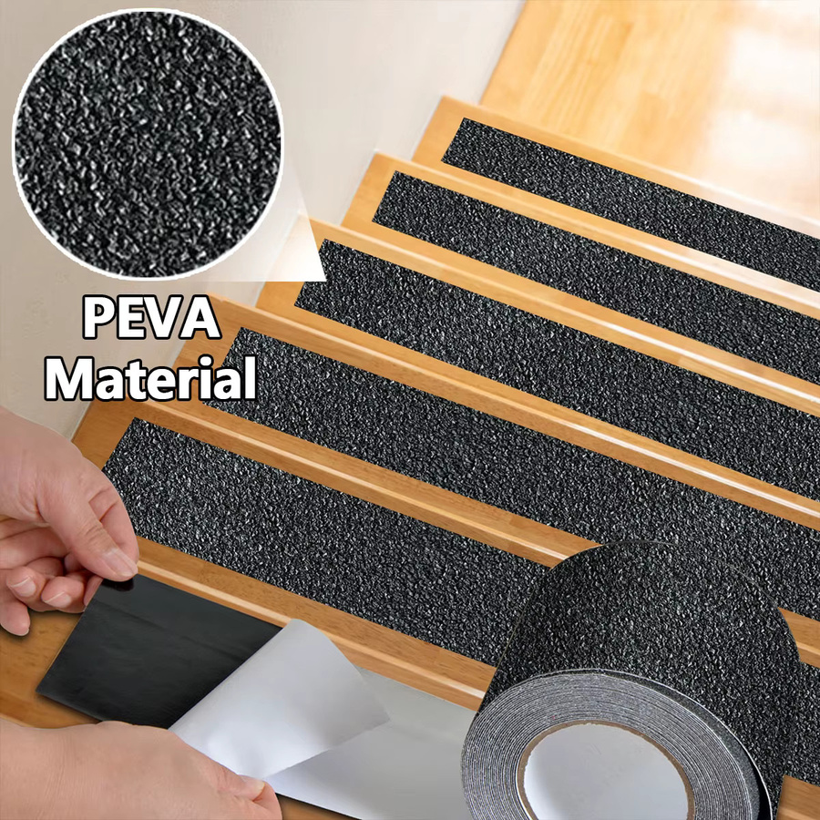 SCESSPACK Rutschfestes Sicherheitsband in Schwarz aus PEVA-Material mit Kiesmuster, Wasserdichtes Gummi-Klebeband für Innen- und Außenbereiche auf Kunststoffoberflächen - Bild 2
