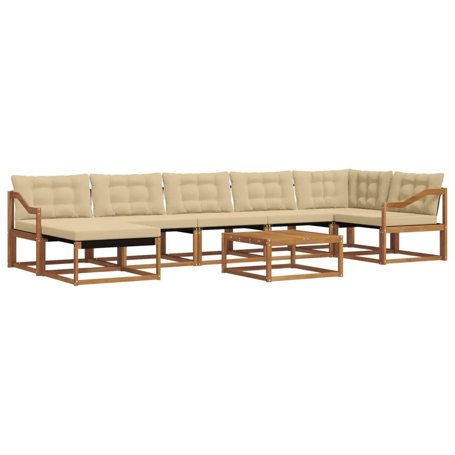 vidaXL Outdoor-Sofagarnitur 22-teilig aus Akazienholz mit Textilene und Polstern in Natur und Beige - Bild 2