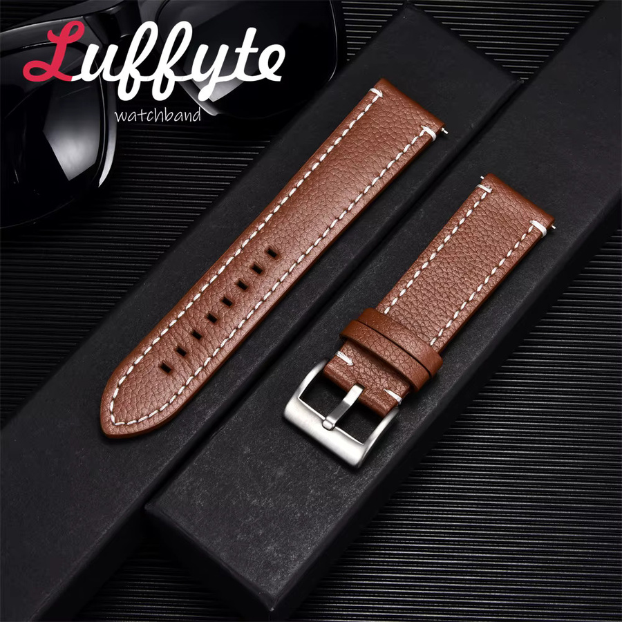luffyte Uhrenarmband Leder, Lichee-Muster, Dornschließe, Unisex - Bild 1