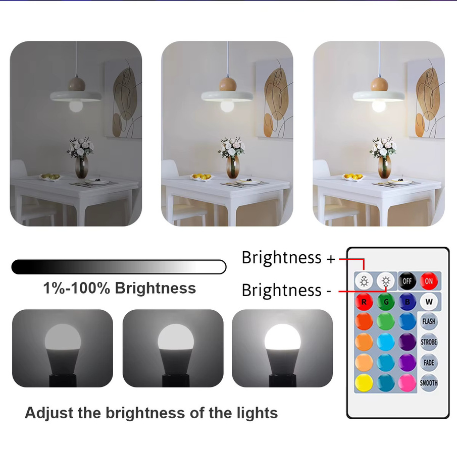 2er-Set Gatetop RGB LED Glühbirnen T37, mehrfarbig, dimmbar mit Fernbedienung, E14/E27/B22 Fassung - Bild 3