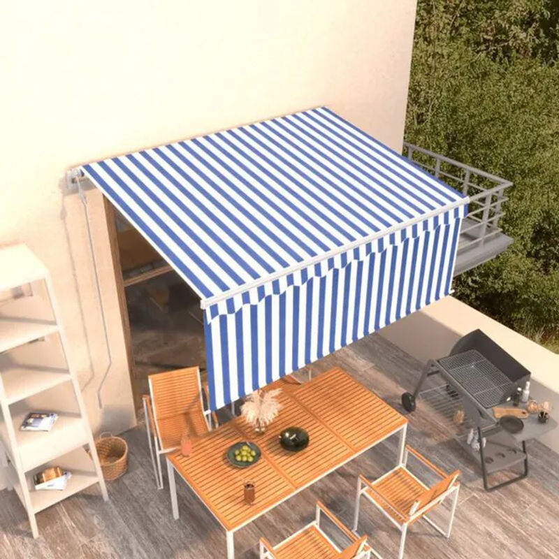 Vidaxl Automatische Markise mit Volant in Blau und Weiß B: 3 m, T: 2,5 m - Bild 1