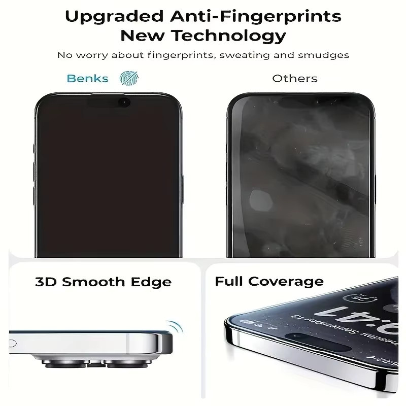 ONEVAN 2er Pack Displayschutzfolie aus gehärtetem Glas für iPhone 16 15 14 13 12 Pro Max, transparent, kratzfest mit One-Click-Applikator - Bild 2