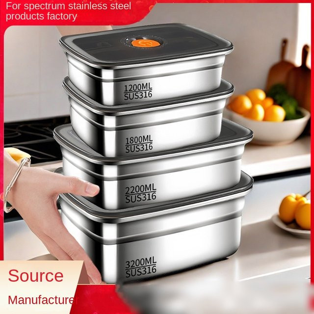BOOMCOOL Bento-Box aus Edelstahl 304 in Silber, auslaufsichere Lunchbox und Crisper für Kühlschrank und Gefrierschrank - Bild 1