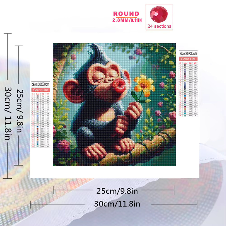 EverShine Affen-Diamantmalerei DIY-Set als buntes Mosaik-Bild im Cartoon-Stil für Erwachsene, B/B/B: 20 x 20 x 20 cm - Bild 2