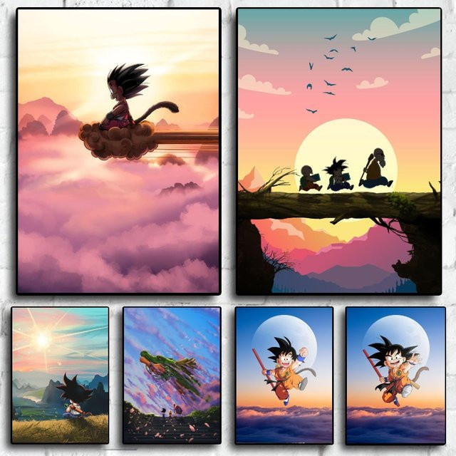 Bandai Dragon Ball Anime Leinwandposter mit Goku Kunstbild in Mehrfarbig für deine Wanddekoration - Bild 1