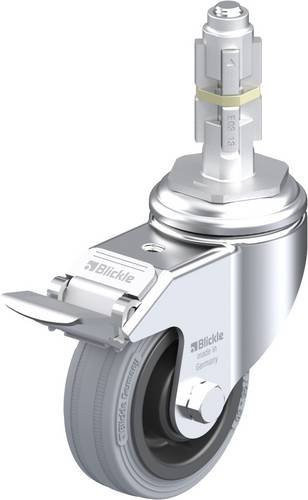 Blickle Lenkrolle LKRA-VPA 80K-11-FI-E13 mit Feststeller, Rad-Durchmesser: 80 mm, Tragfähigkeit: 80 kg, Farbe: Silber - Bild 1