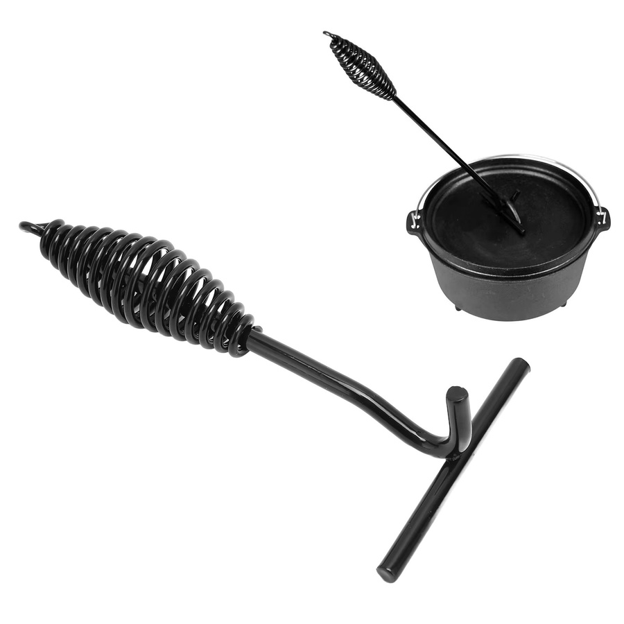 Qiilu Dutch Oven Deckelheber aus Gusseisen mit Spiralgriff in Schwarz, Durchmesser: 19,5 cm - Bild 2