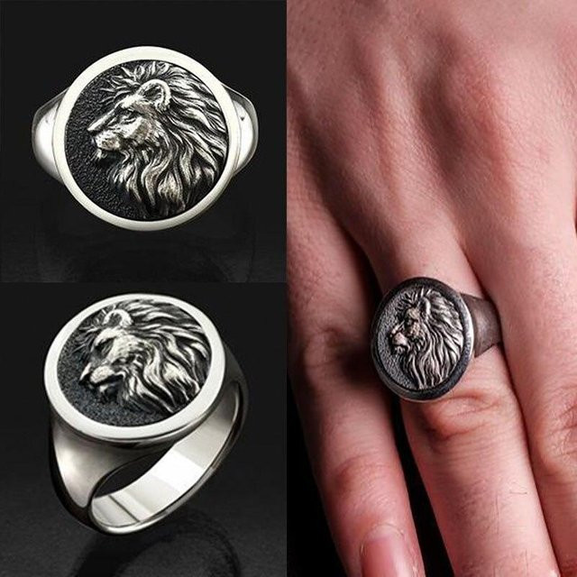 Punkboy Ring Löwenkönigskopf, Silber, Zinklegierung, Herren - Bild 1