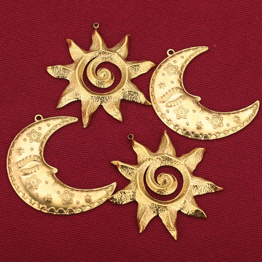 Alisaya Anhänger Sonne-Mond, Edelstahl, Gold, Vintage - Bild 2