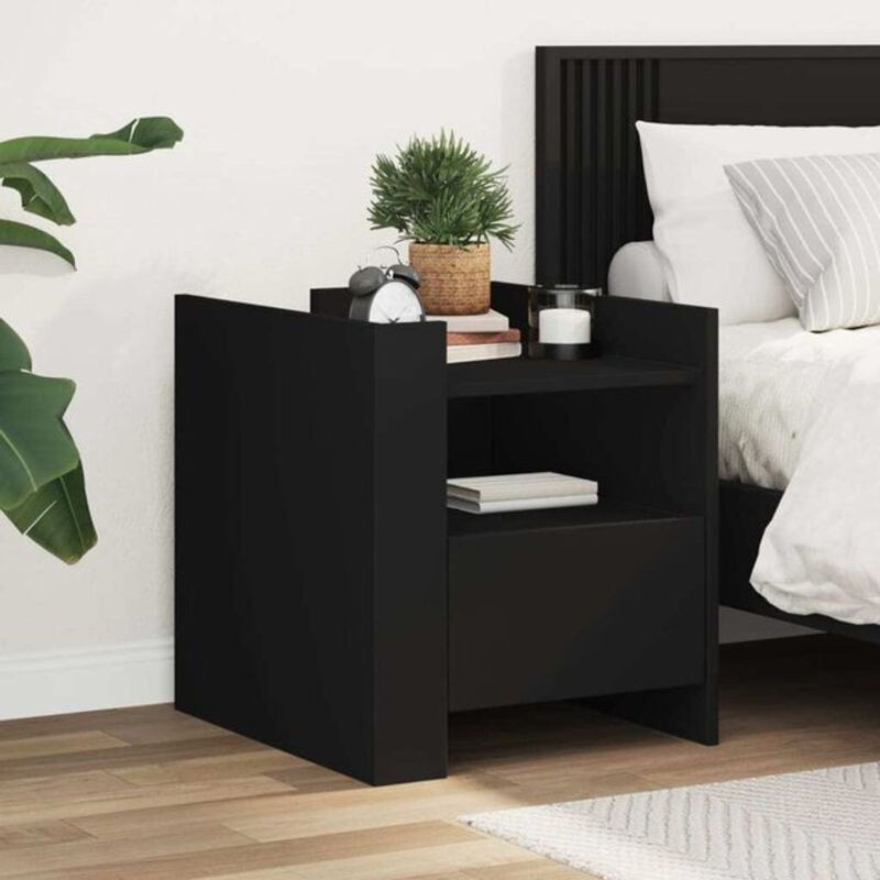 Vidaxl Nachttisch aus Holzwerkstoff in Schwarz, minimalistisches Design, B/T/H: 45 x 50 x 50 cm - Bild 1