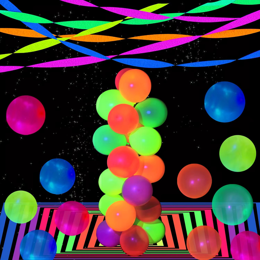 UV-Leuchtband Neon Party Sticker zum Selbermachen, 30 m Länge, Breite: 4 cm, Farben: Rot und Mehrfarbig, Leuchtendes Band für Hochzeit und Geburtstag unter Schwarzlicht - Bild 3