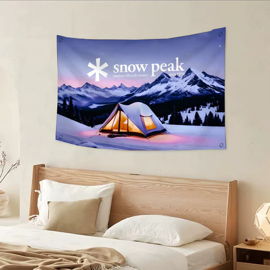 Snow Peak Flags Dekoration mit vier Ringen für Innenbereich und Außenbereich, mehrfarbig, rechteckig mit geometrischem Streifenmuster - Bild 2