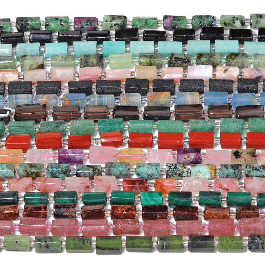 Perlen Granat Amazonit Turmalin, 8-11mm, Zylinder Form, DIY Armband Zubehör - Bild 5